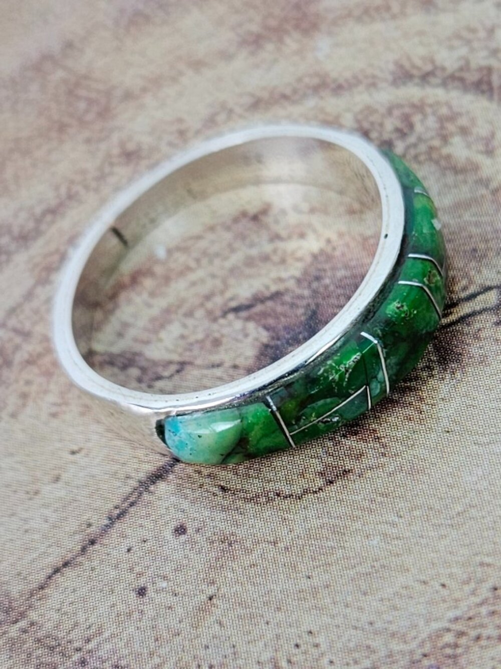 Sonoran Gold Turquoise Sterling Silver Inlay Band Ring 7